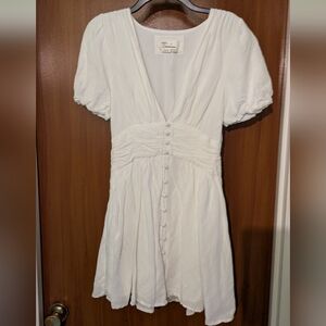 Anthropologie The Katarina White Short-Sleeve Button-Front Mini Dress